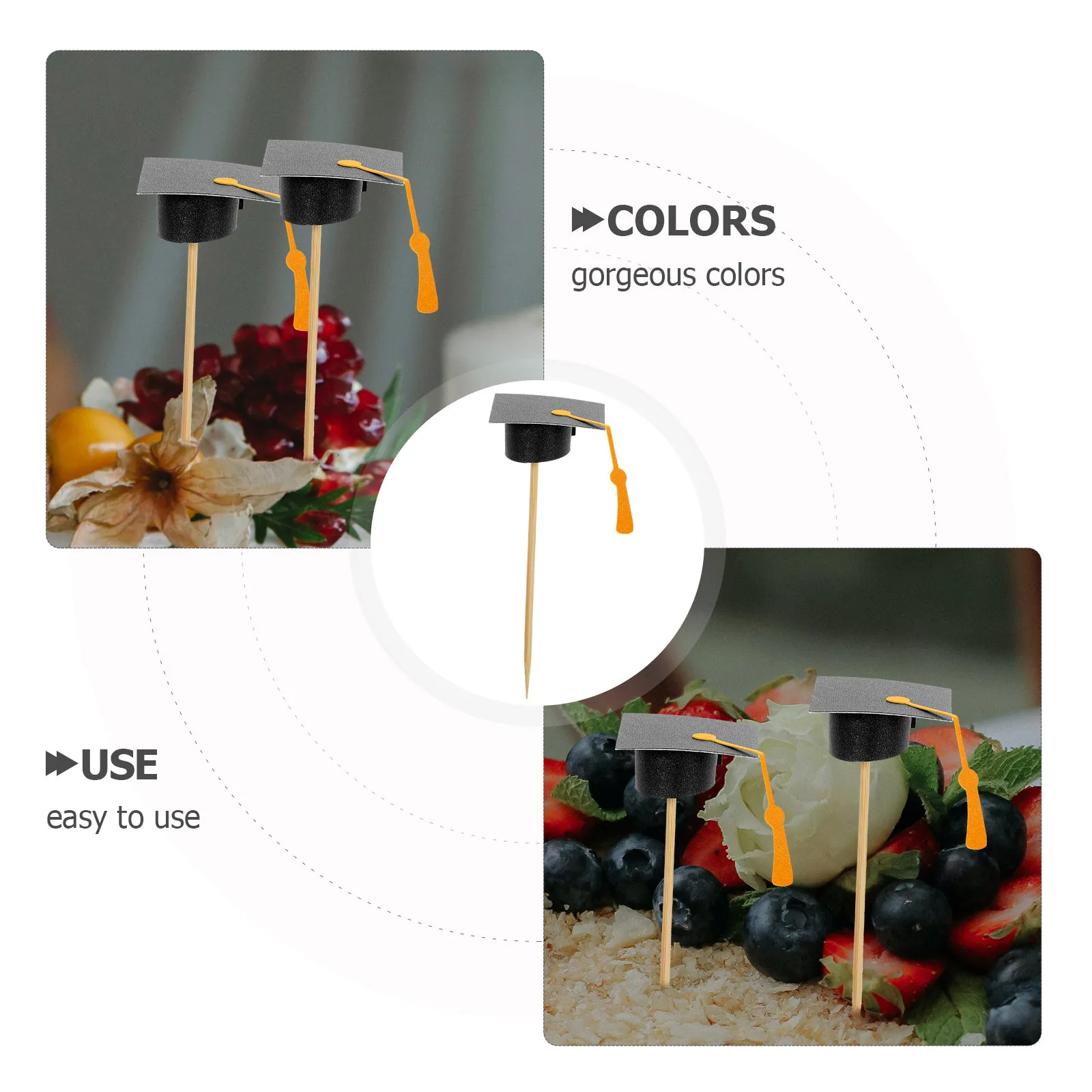 

7Pcs Graduation Cap Toppers for 2024 Grad Party Sanitary Safe Use Vivid Exquisite Cake Decoration Memorable Celebration