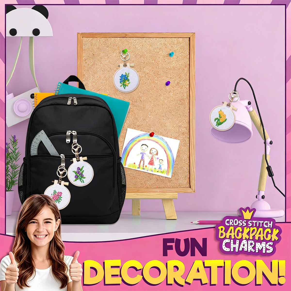 1 세트 16pc DIY 크로스 키트 꽃 인쇄 패브릭  - Embroidery Backpack Kit 리뷰 및 가격