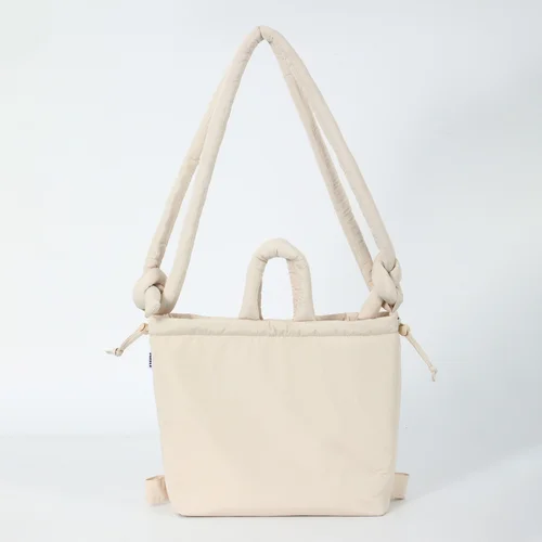 Imagen 2 del producto Mochila acolchada para mujer, bolso de mano con asa superior, bolso de hombro, bolso de mano hinchado con cordón suave y ligero