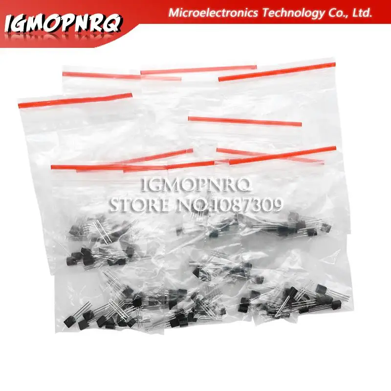 100 Stück bc337 bc327 2 n2222 2 n2907 2 n3904 2 n3906 s8050 s8550 a1015 c1815 10 Werte Transistoren Set Pack Transistor Kit (bis-92)