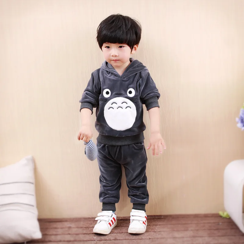 Clothing Suit  0-5 Age Boys Girls Spring Autumn Fashion Cartoon embroidery  Hooded Pullover+ Elastic Pants BeiBei Kids Garments