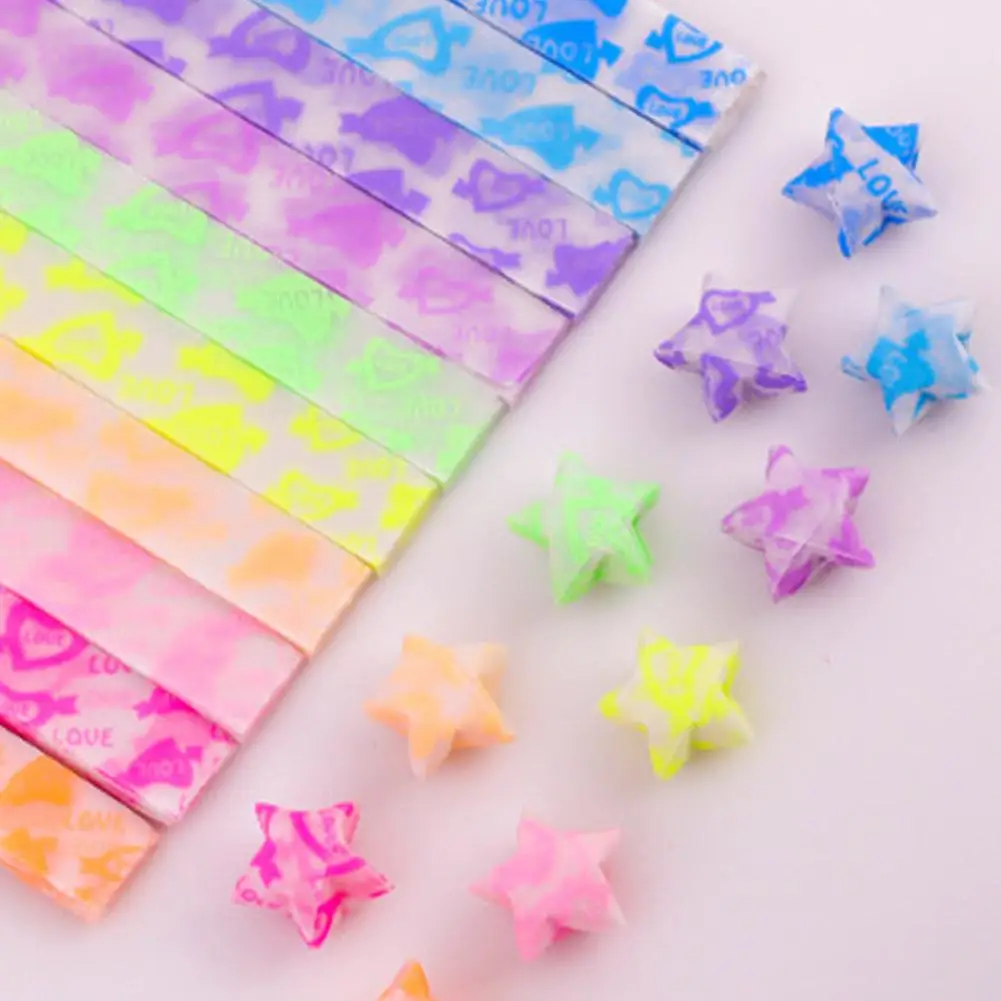 210 Sheets Luminous Origami Stars Paper 10 Colors Strips Decor Paper Supplies Lucky Star Arts Craft DIY Crafting Folding Pa U7T1