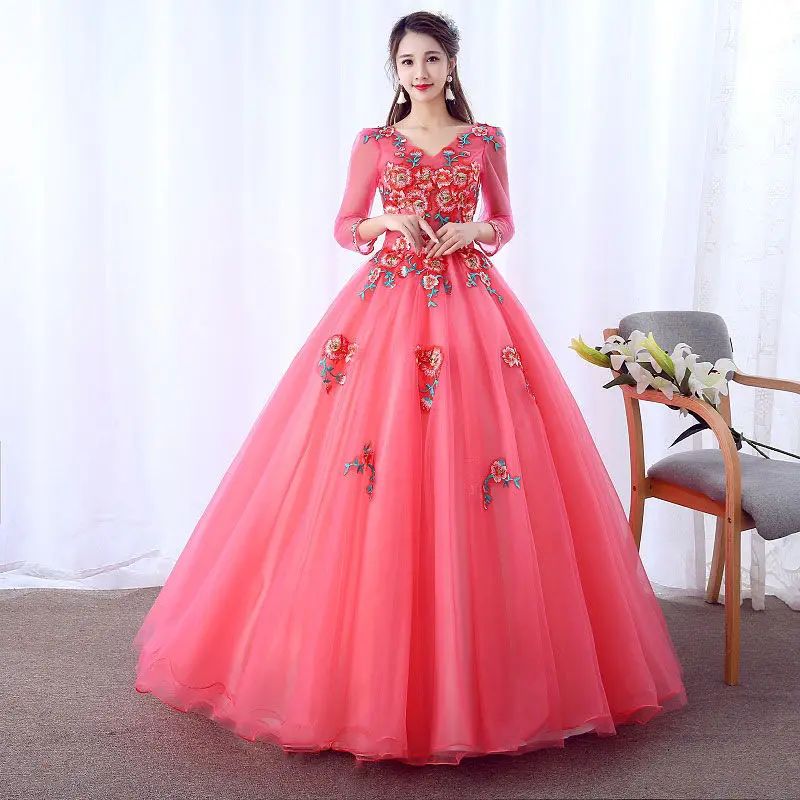 

Fashion Ball Gown Women Evening Dresses Appliques Tulle Prom Birthday Party Gowns Formal Occasion Vestido De Noche