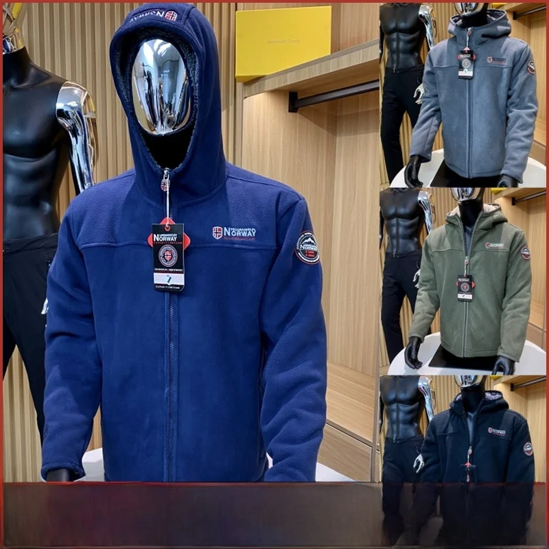 

Functional Outdoor Warmth! Autumn Winter Fce Lined eepskin Hooded Jaet Trendy Youth Stand Fit Long Sve Zipper Cl...