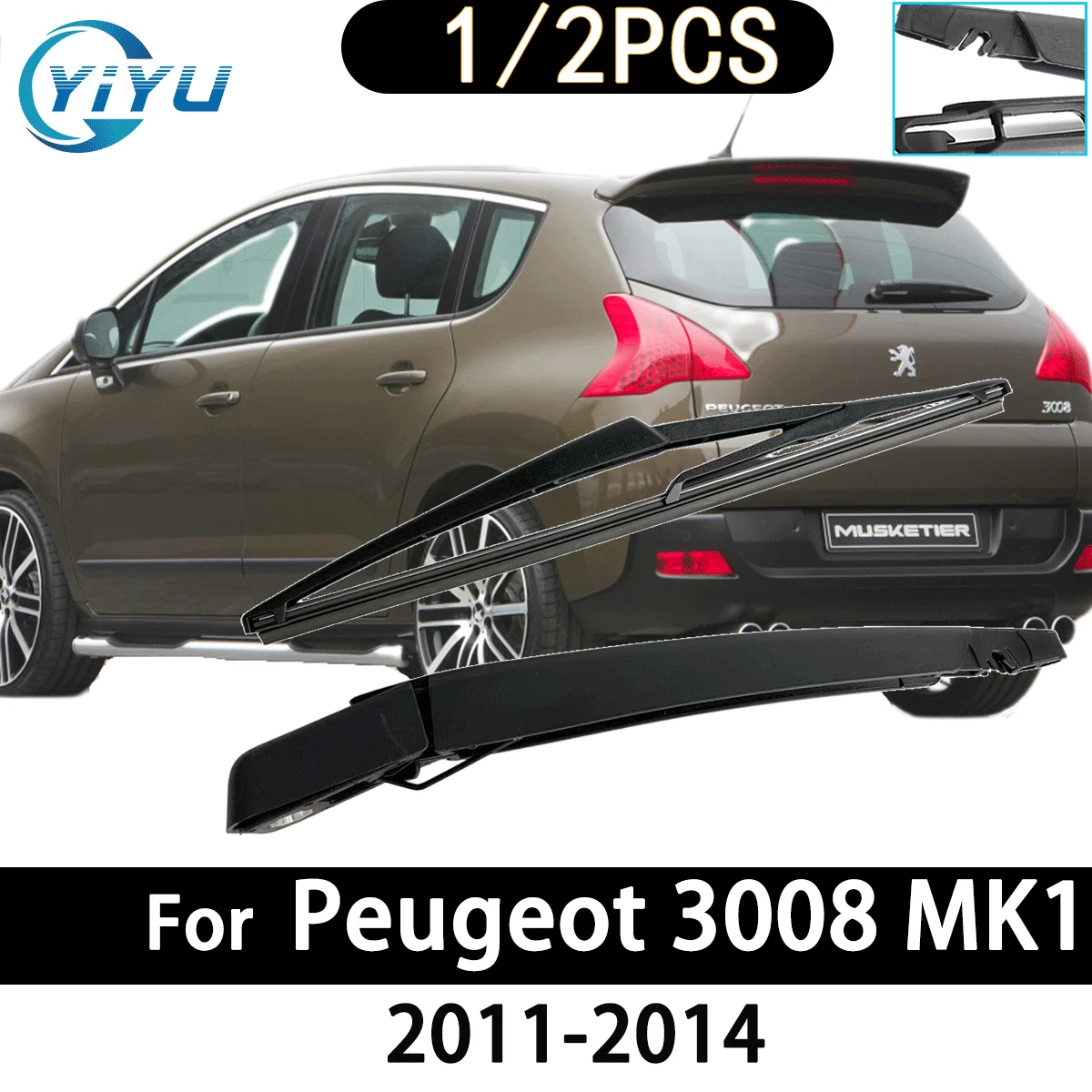 1/2PCS Auto Heckscheibe Wischerarm Wischerblatt für Peugeot 3008 MK1 2011-2014 Auto Zubehör Zubehör