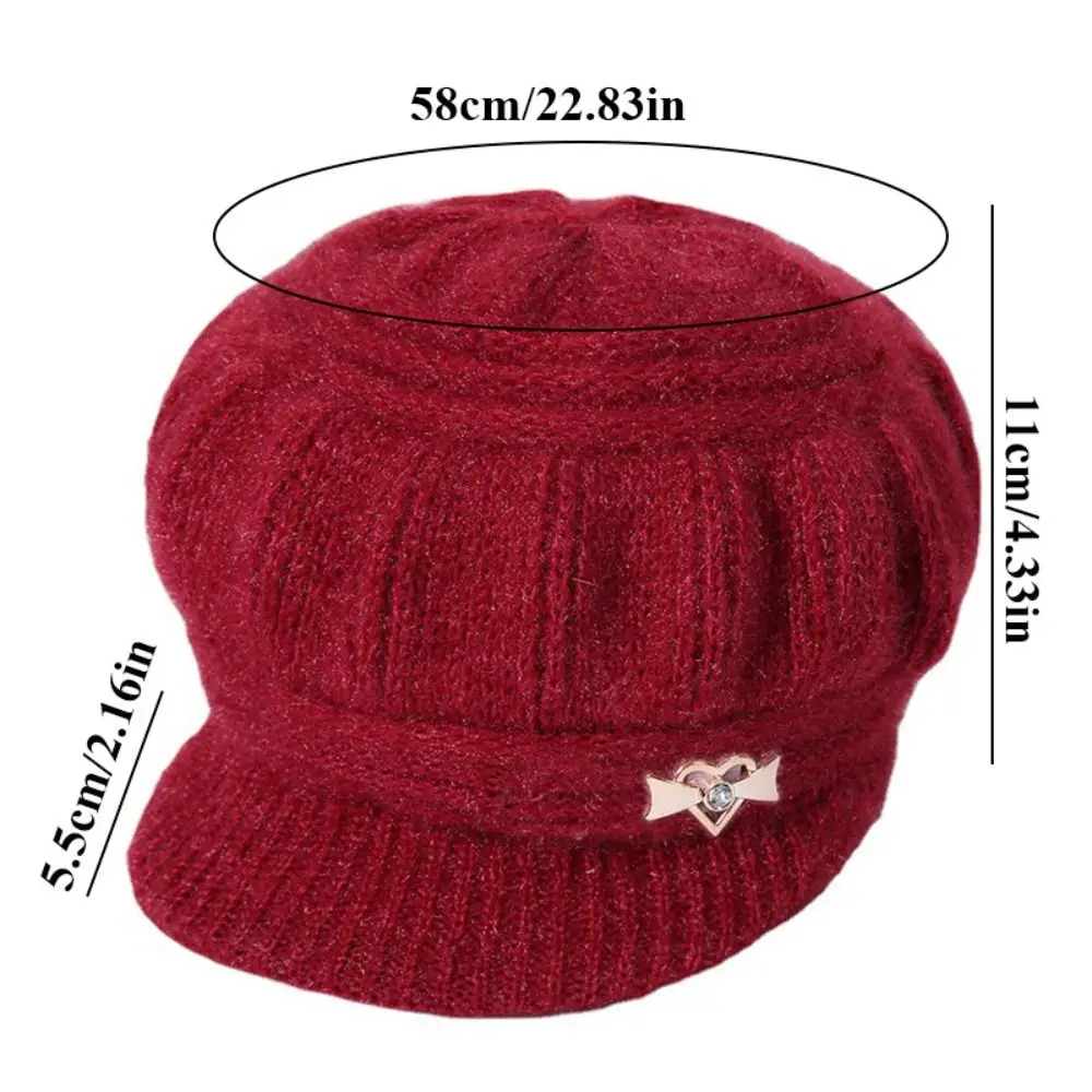 Plush Keep Warm Winter Hat Beanies Women's Knitted Hat Pumpkin Beret Hat Double Layers Protection Caps Peaked Cap 6