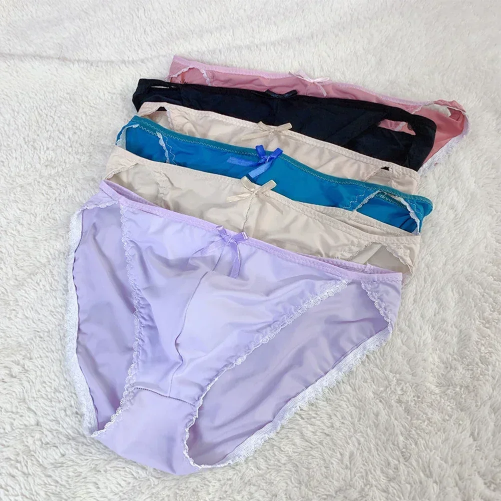 Sexy Men Ice Silk Briefs Sheer Bulge Pouch Bikini Underwear See-through Thongs Panties Seamless Underpants Solid Lingerie