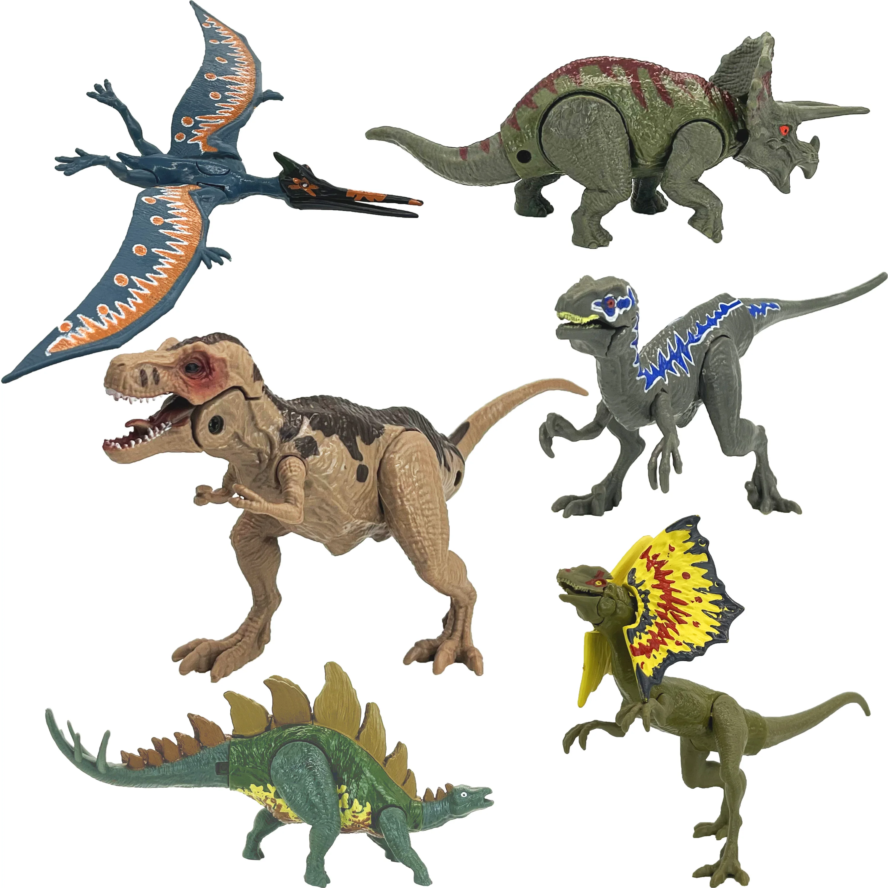 Jurassic Dinosaur Action Figures Set - T-Rex, Velociraptor, Triceratops, Stegosaurus & More! Perfect Kids' Gift for Holidays