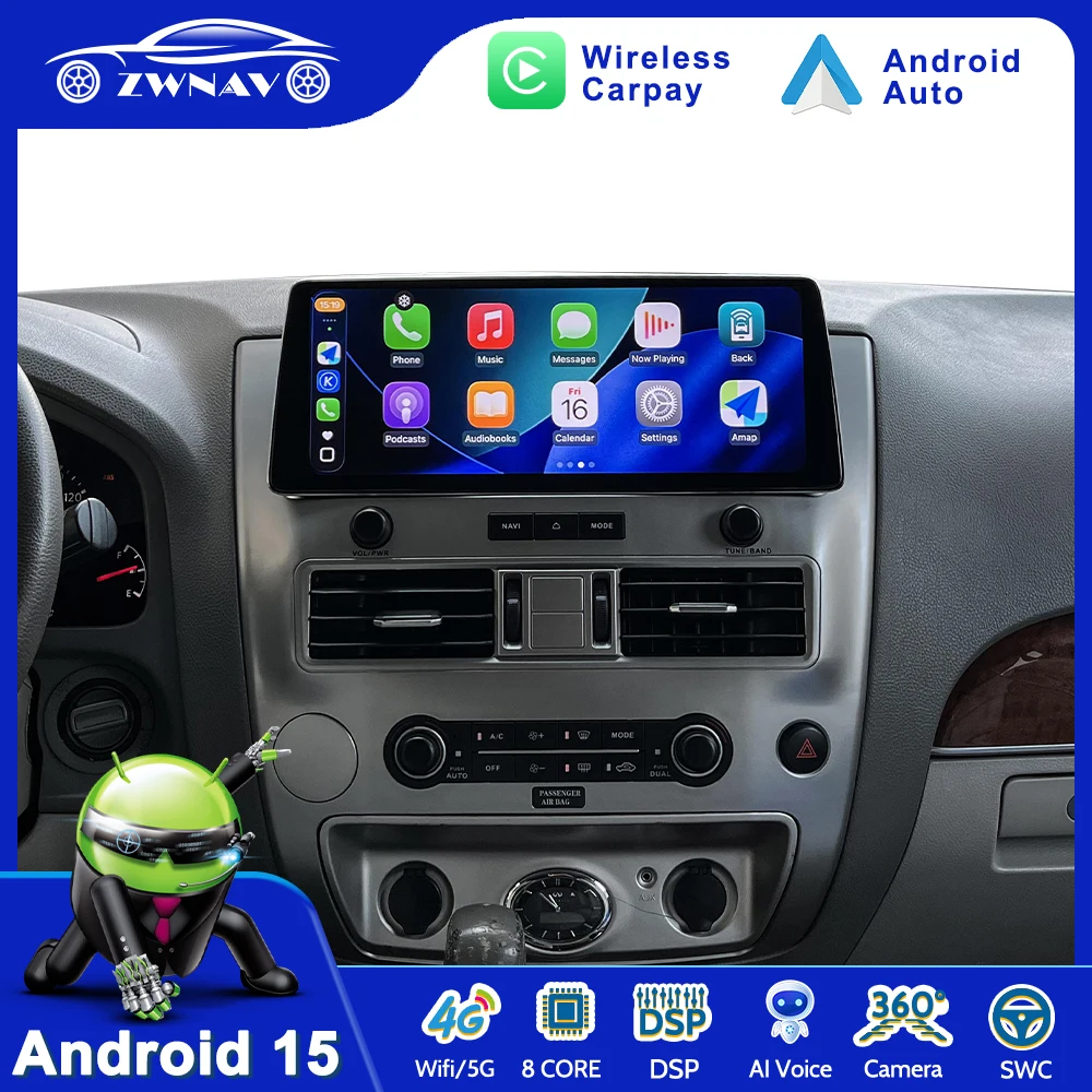 12.3inch Car Radio For Infiniti QX56 For Nissan Armada 2008-2015 Android 15 GPS Navigation Auto Multimedia Stereo Player 12+256G