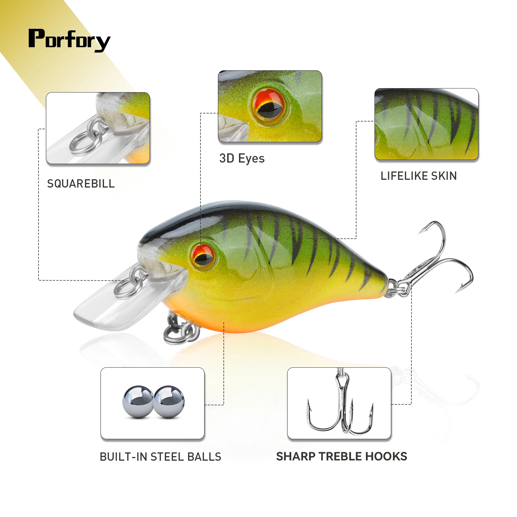 Porfory KB05 1Pcs Crank Fishing Lure Bait Wobbler 12g 7cm Minnow Isca Artificial Lures Crankbait Leurre de Bass Pike Tackle