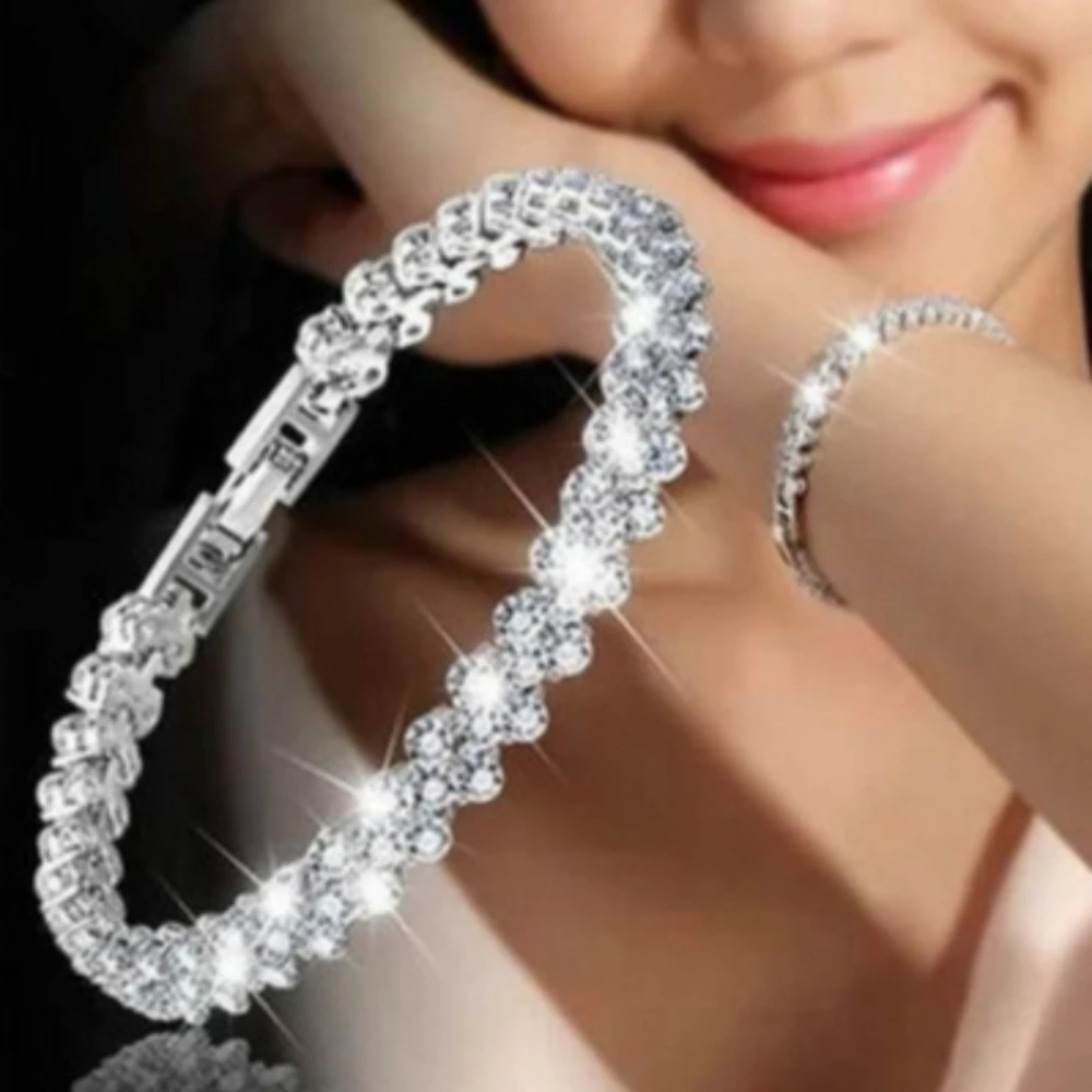 Exquisite Luxury Shining Brightly Multi-layer Full of Rhinestone Bracelets for Women Roman Bride Wedding Jewelry Accessory Gift