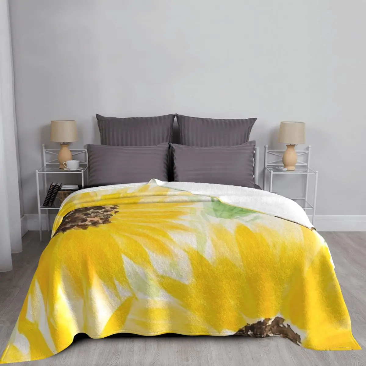 Sunflower field Flannel Autumn Breathable Warm Throw Blankets for Bedding Travel Throws Blanket Home Office Picnic Warm Quilt