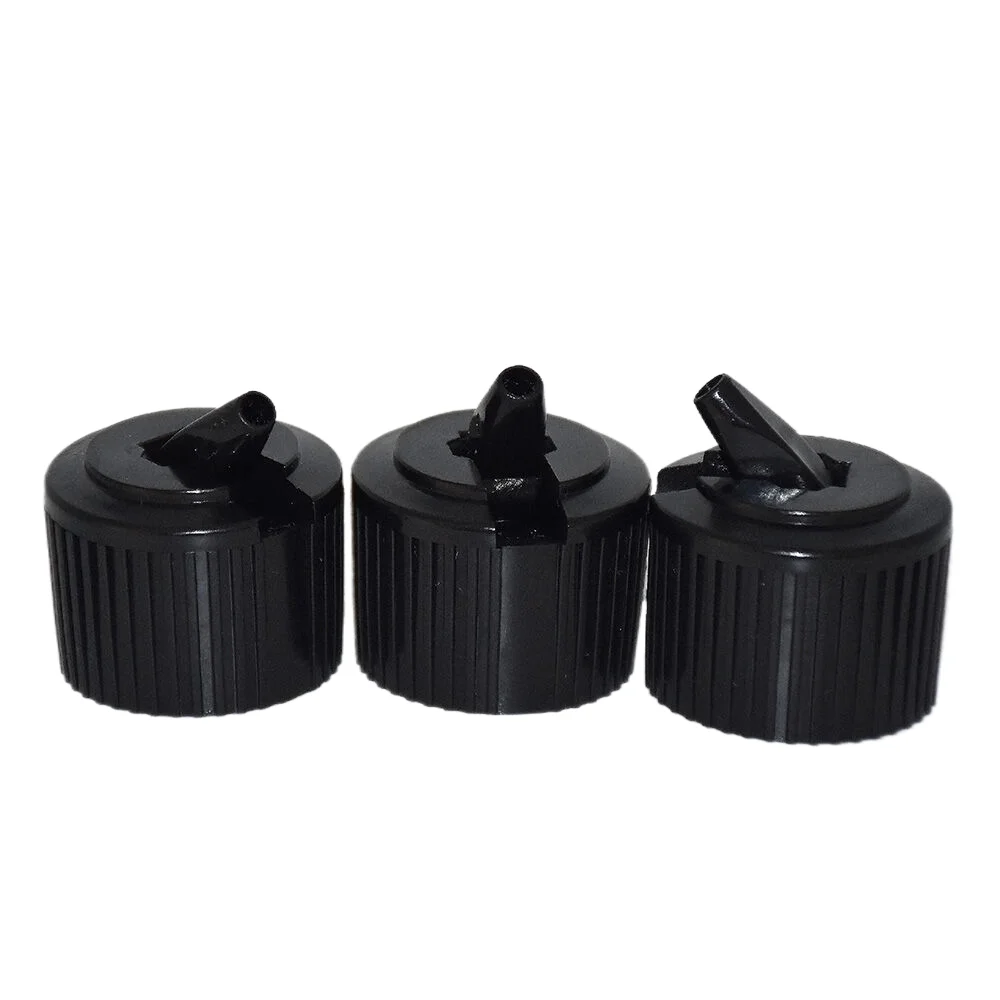 

25pcs Black 24mm Turret Shape Plastic Bottle Caps for Daily Chemical Dilution Bottles Liquid Jars Replacement Covers