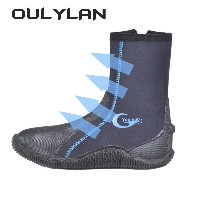 Oulylan 5mm Neoprene Dive Boots Wetsuit Boots with Side Zipper for Men Women Snorkeling Scuba Diving Water Sports Accessories