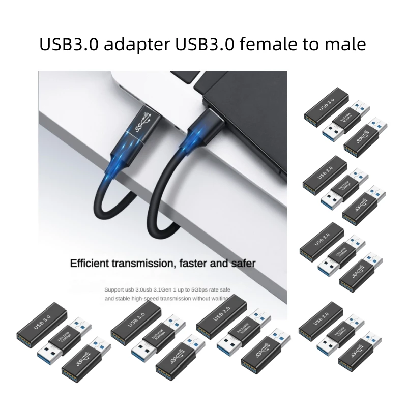 1pcs Connector USB To USB Adapter 5Gbps Gen1 Male To Male Female USB Converter SSD HDD Cable Extender USB 3.0 Extension Plug