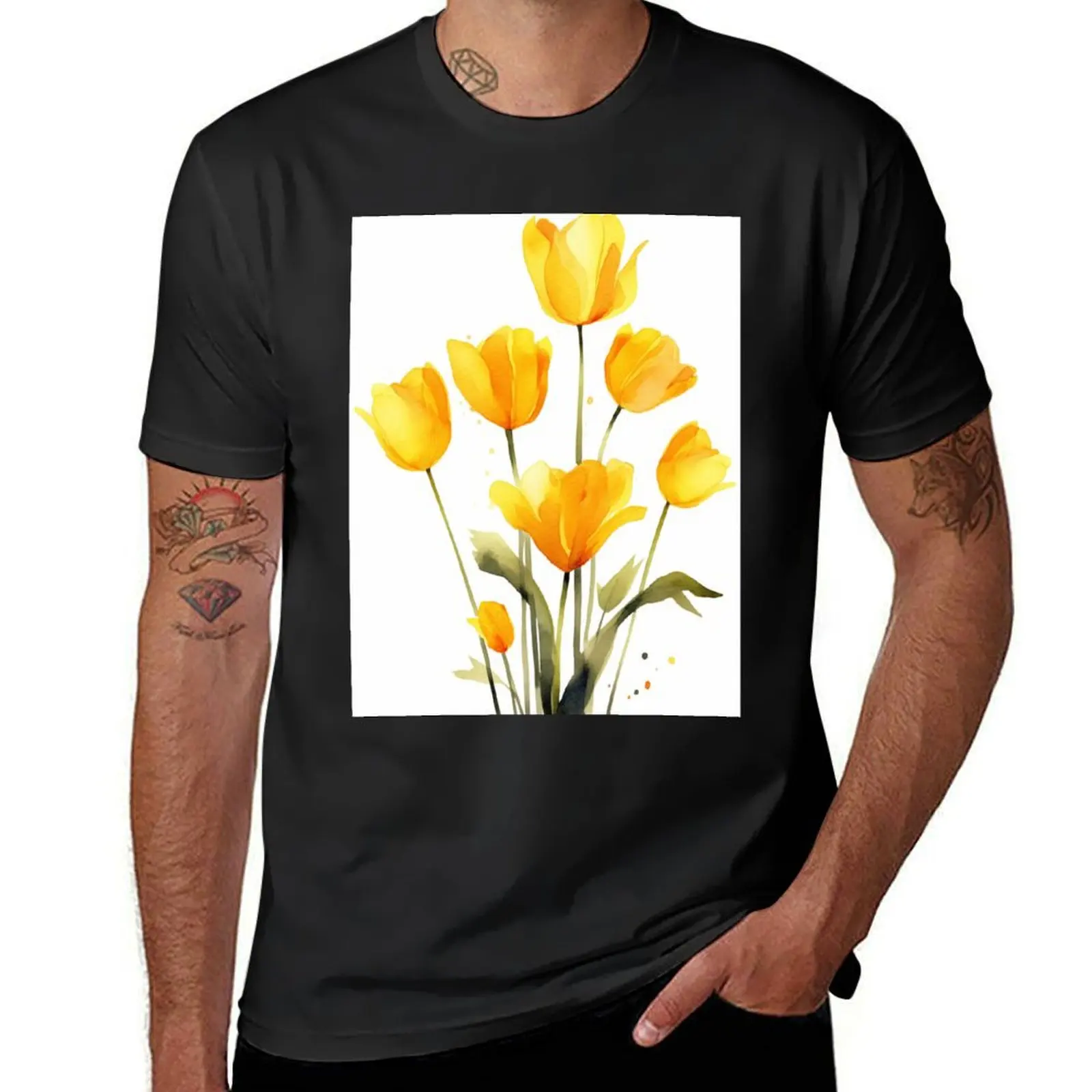 Tulip Art watercolor T-Shirt quick drying for a boy oversizeds men workout shirt