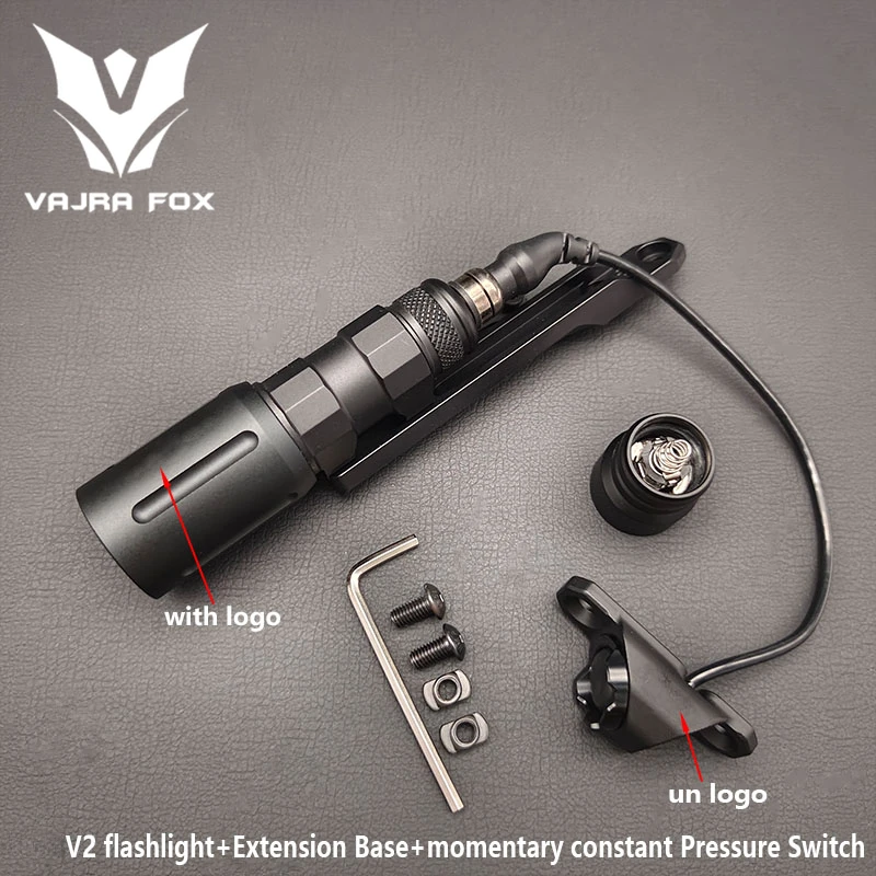 Tactical Sotac 1000/1300lm V2 Flashlight with Extension Bracket and Hot Button Pressure Switch for 20MM Rail KeyMod MLOK