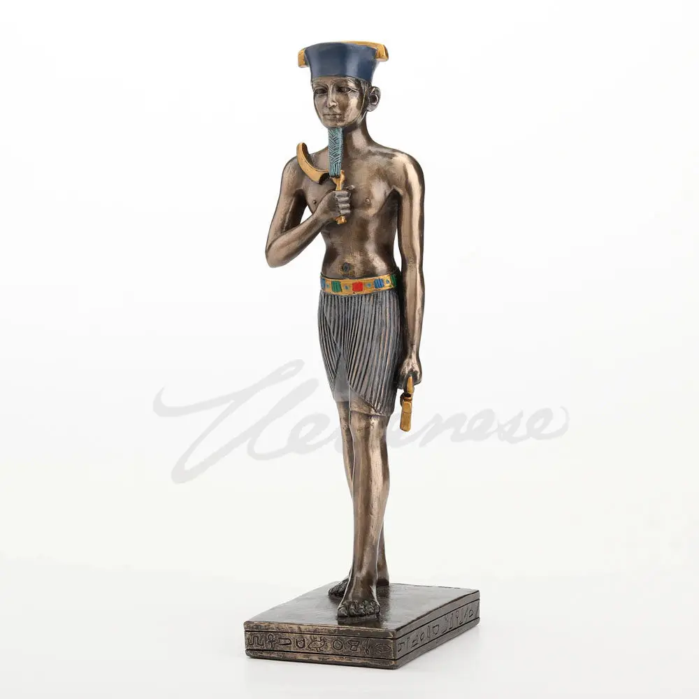 Ancient Egyptian Pharaoh Statue Bust Figurine Holding Ankh Egypt Mythology Sculpture Resin Craft Home Office Living Room Decor