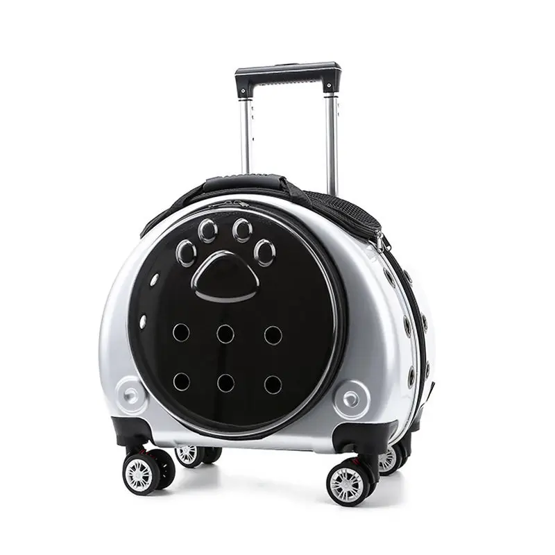 Transparent Breathable Pet Travel Trolley Carrier Backpack description 1