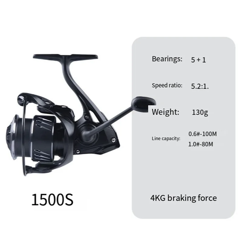 

A51Q-Ultra Light 1500S Рыболовная катушка Рама из углеродного волокна Низкий инерционный ротор Водонепроницаемый антикоррозийный микроспиннинг