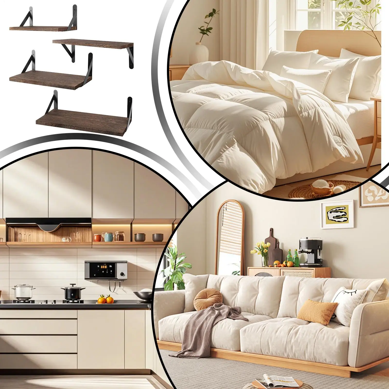 

Floating Shelves For Wall Rustic Wooden Home Decor Wall Mounted Bathroom Storage Shelves For Kitchen Bedroom Living Room Office