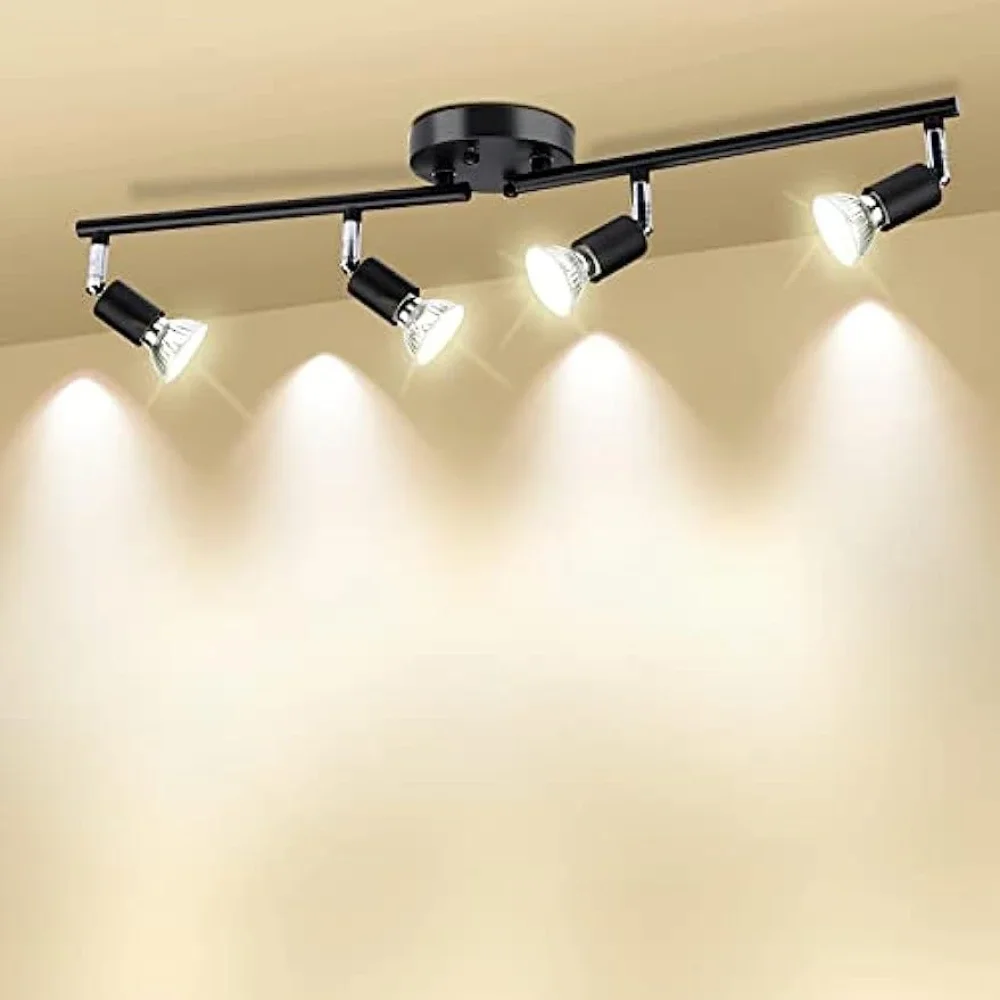 4 Head LED Ceiling light GU10 Rotatable angle adjustable Lamp Black Silver for Living Room bedroom AC110V-240V Spot Lighting