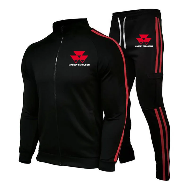 Massey Ferguson Fashion baju olahraga untuk pria jaket kebugaran Gym pakaian pria berlari Set pakaian olahraga Jogger pria Tracksuit