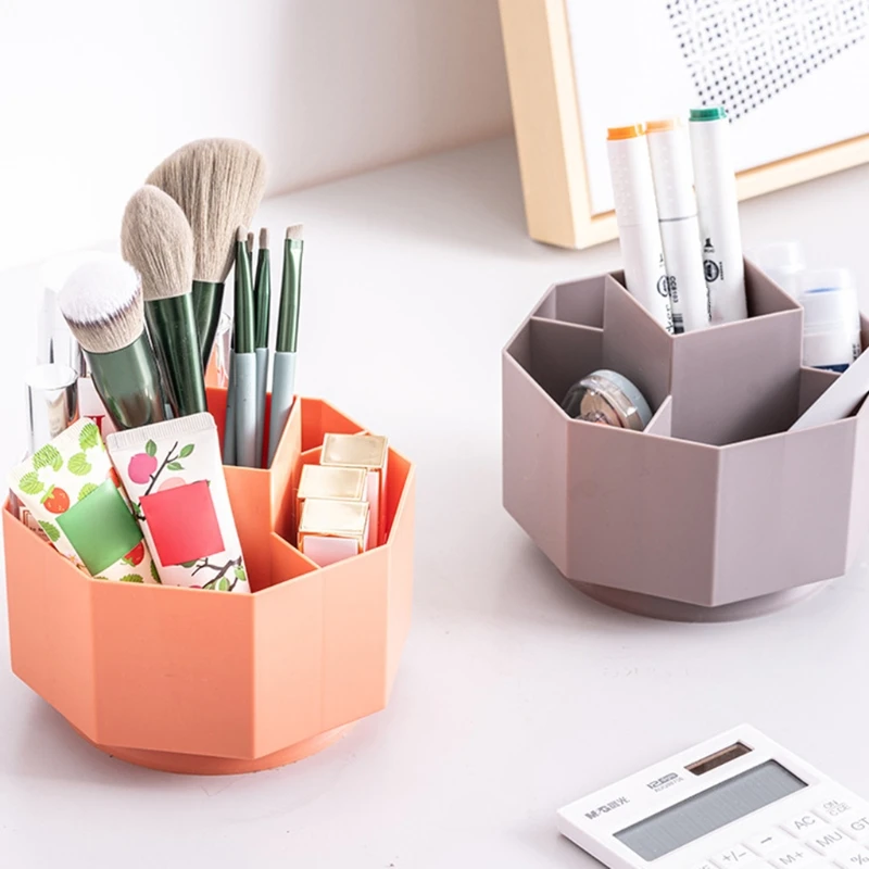 Practical Flexible Stationery Organizer Holder 360 Rotatable Table Pen Holder Stationery Holder 5 Separate Compartments