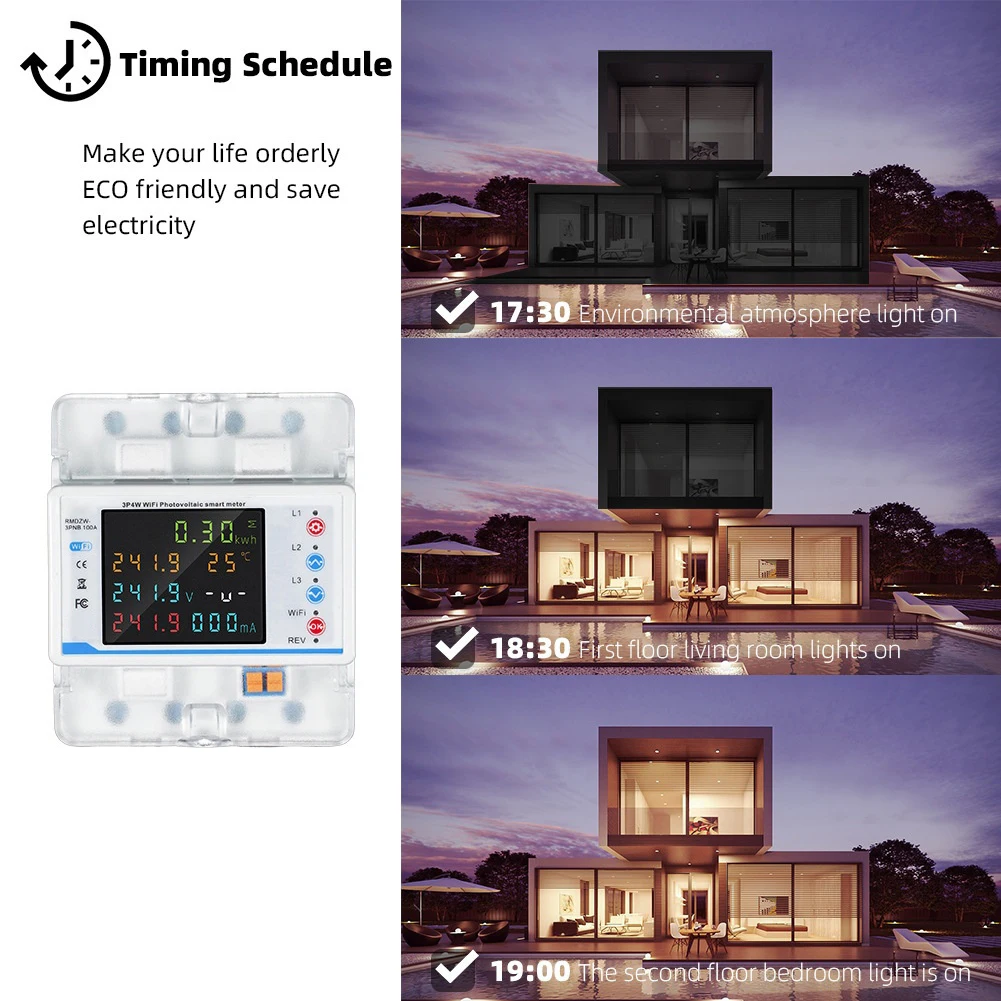 

For Tuya Smart Compatible 3-Phase WiFi Energy Meter with Real Time Leakage Detection and Voltage Range Adjustment