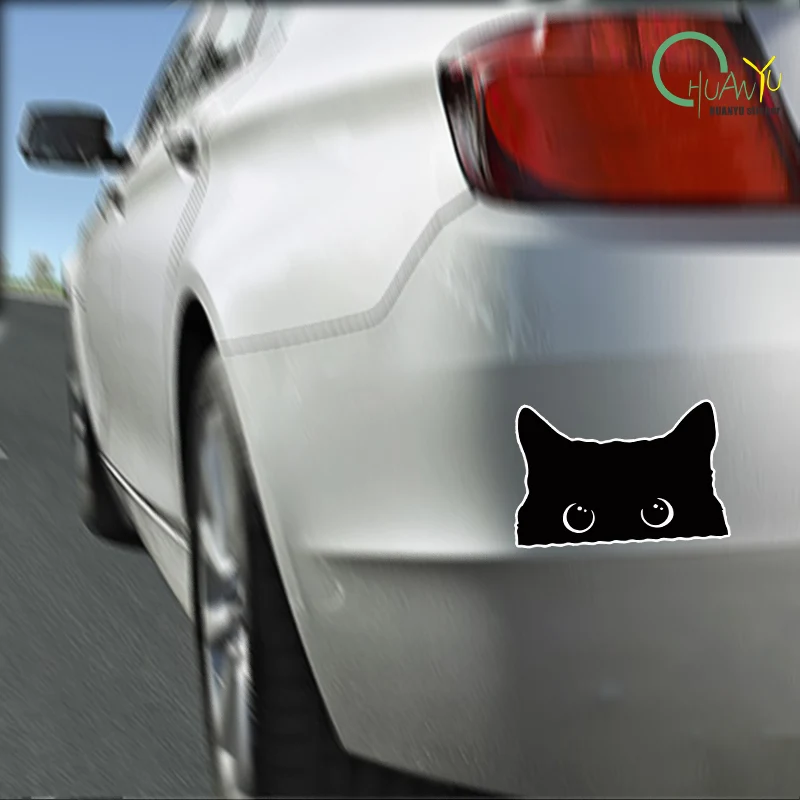 1 piece of hot car sticker accessory, pitiful cat stealing watch with big eyes, vinyl car waterproof and reflective PVC sticker