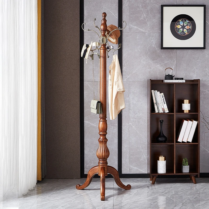 

European solid wood coat rack floor-to-ceiling bedroom living room home luxury American hanger high-end luxury clothes rack