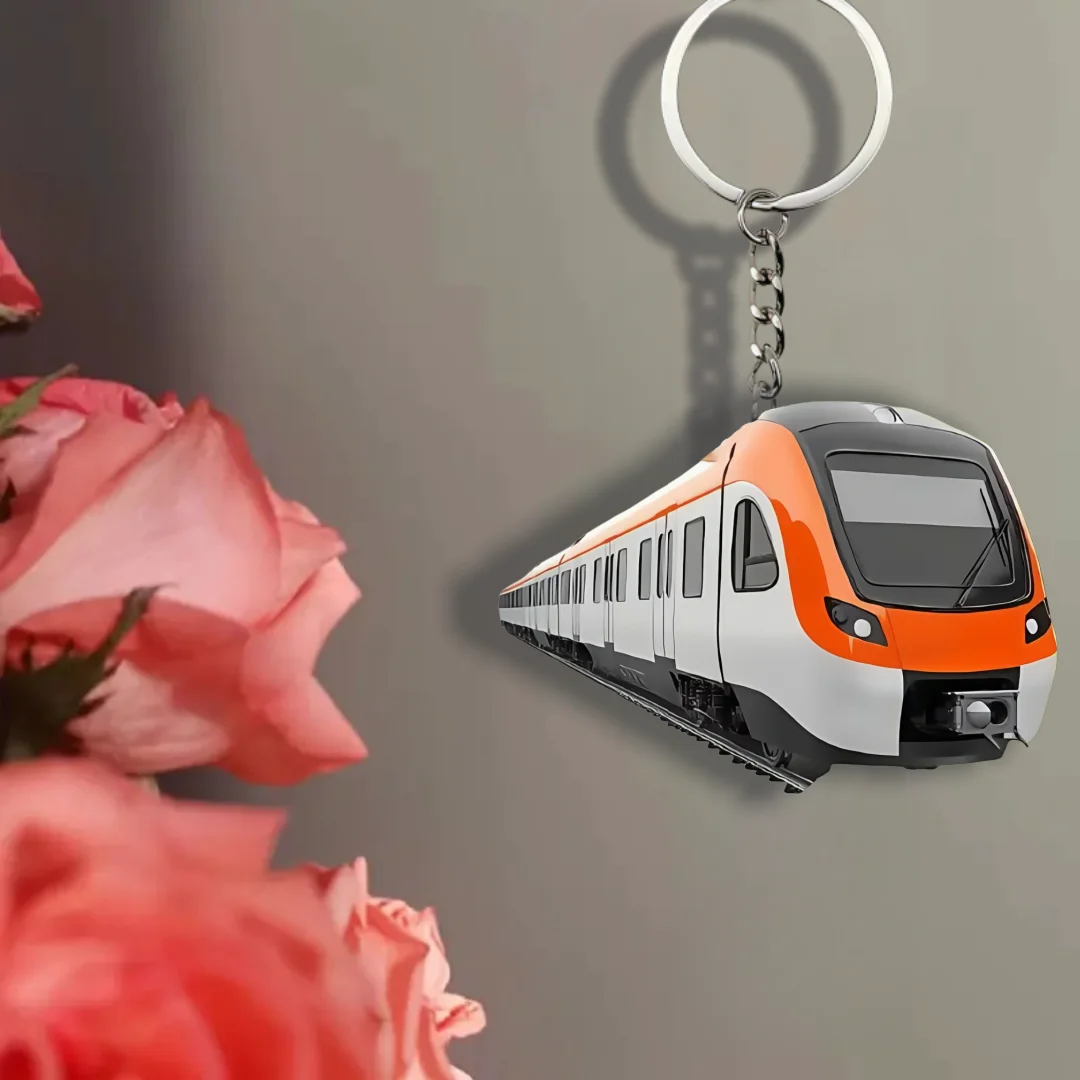 2D Subway Train Keychain Traffic Themed Key Pendant Acrylic Hanging Ornament for Gift,Backpack,Car Keys,Home & House Decor,Party