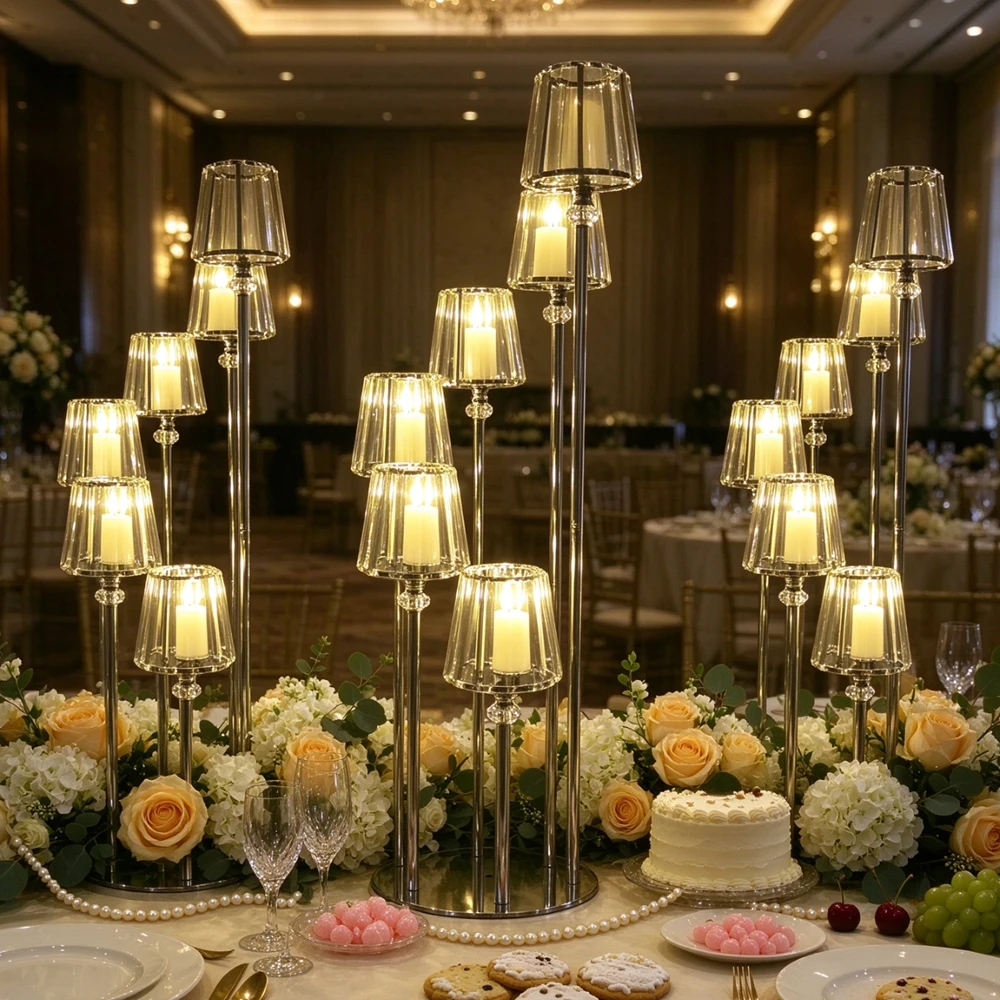 1-12pcs Metal Candle Holder Wedding Decoration Table Centerpieces Metal Candelabra Candle Holder Party Wedding Decor