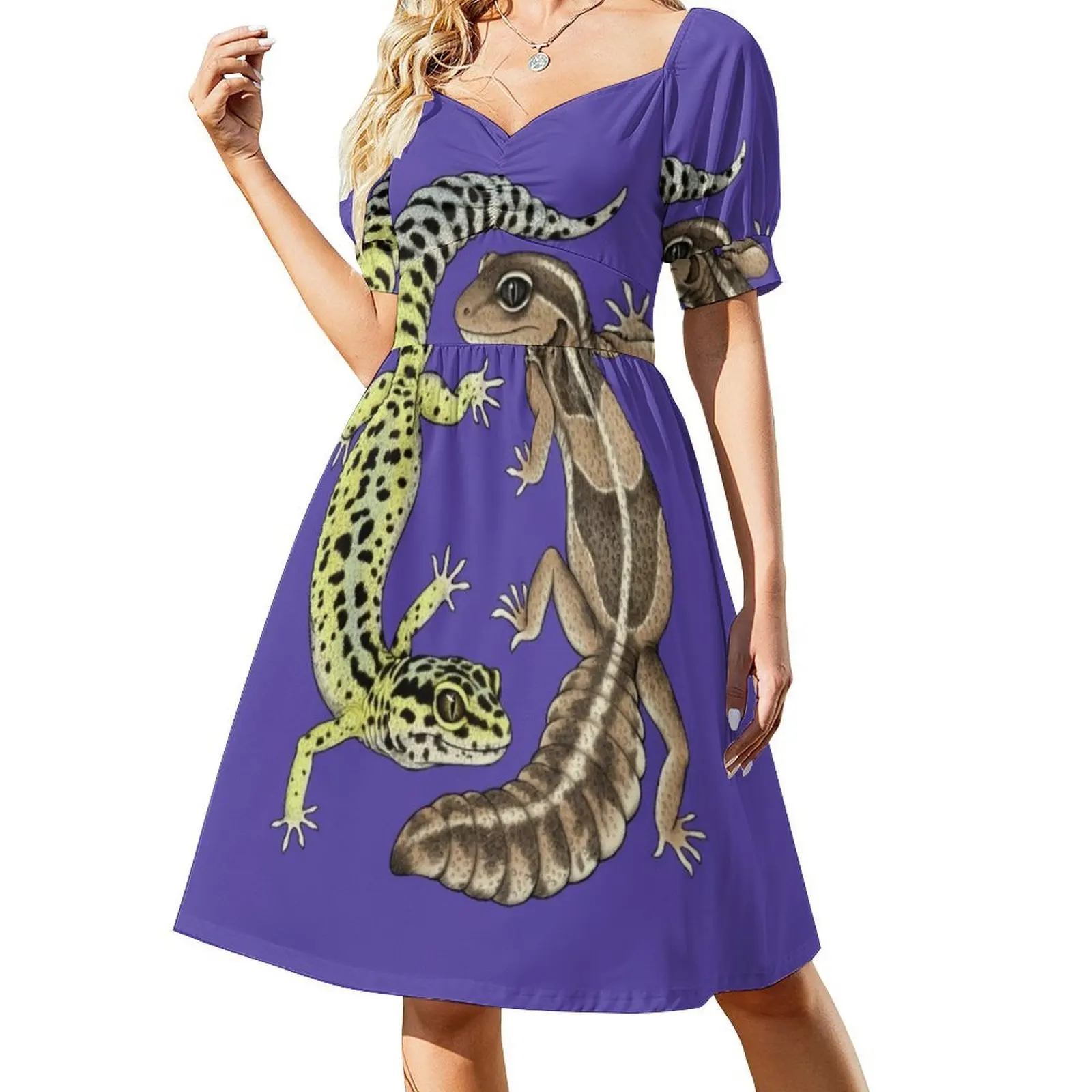 Geckos Boho Chic Dress Elegant Fashion Beach Wedding Party Gown Gecko Leopard Gecko Fat Tailed Gecko Evening Dress Women