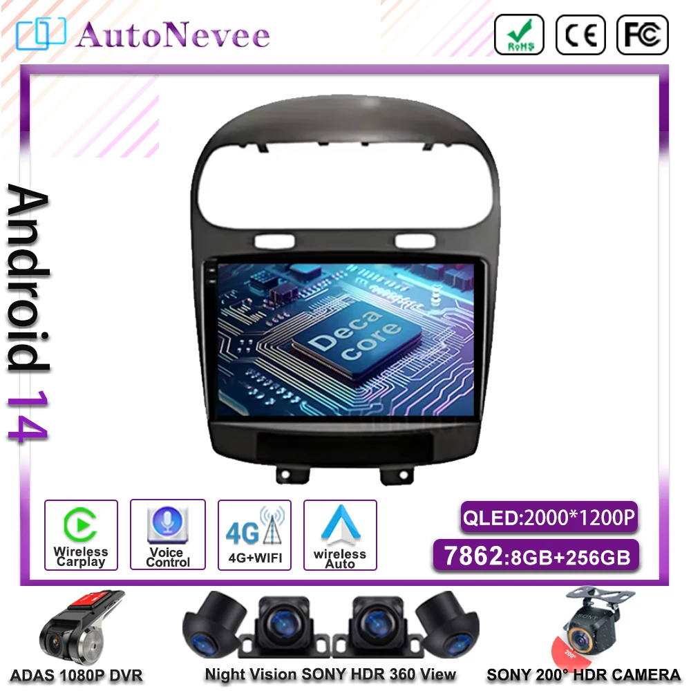 

Android 14 Car For Dodge Journey Fiat Leap 2012 -2020 GPS Navigation Multimedia Player Auto Radio Stereo Head Unit No 2din DVD