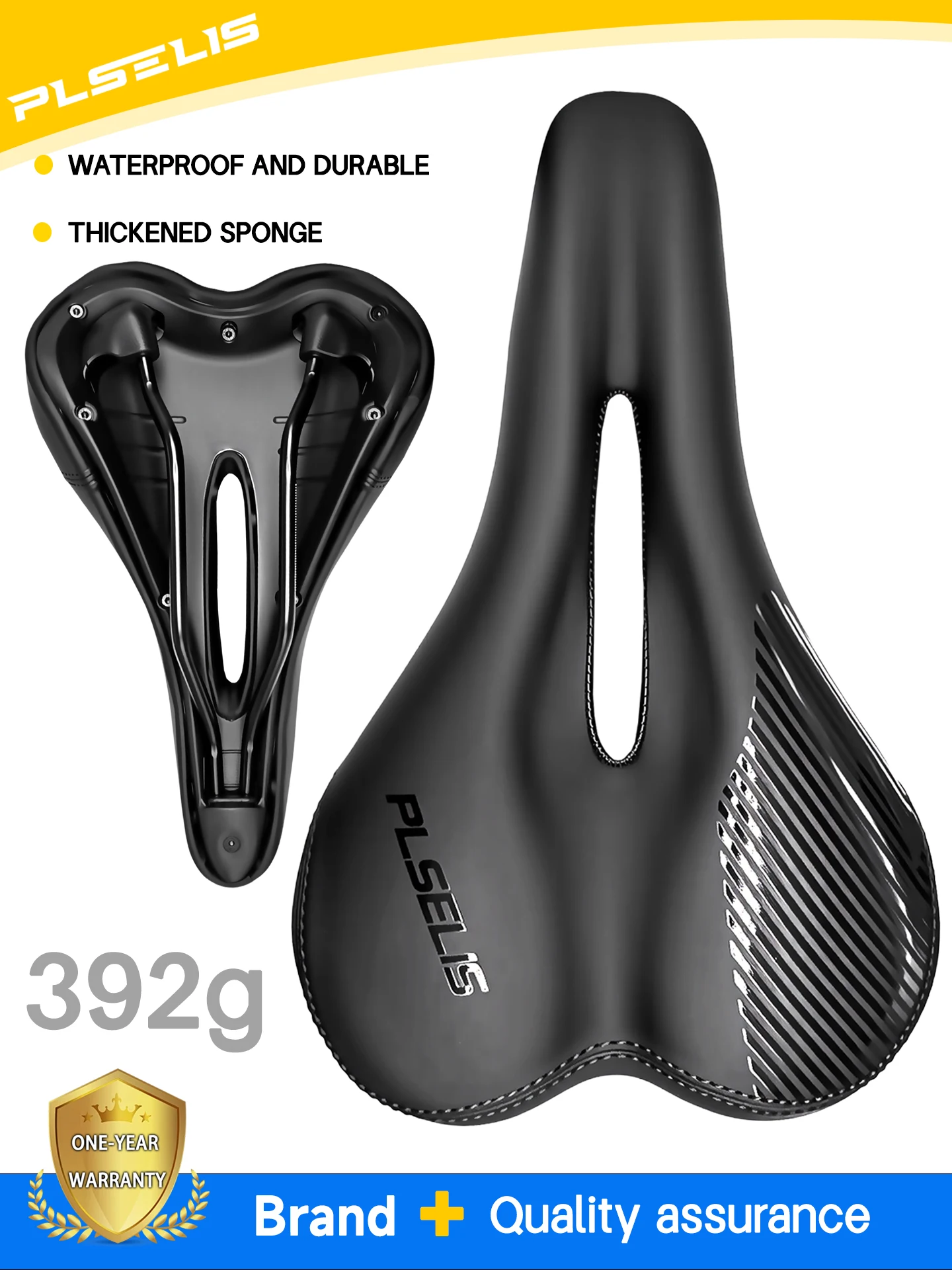 AliExpress plselis Plselis Thickened Sponge Bicycle Saddle Waterproof Durable Soft Comfortable Bike Seat Weighing 392g for Cycling And Riding