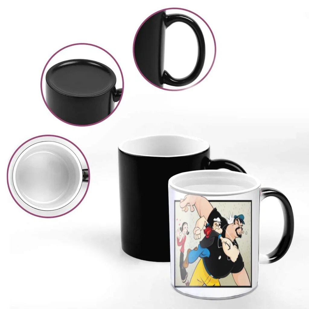 Cartoon P-Popeye The Sailor One Piece Coffee Mugs And Mug Creative Color Change Tea Cup Ceramic Milk Cups Novelty Gifts