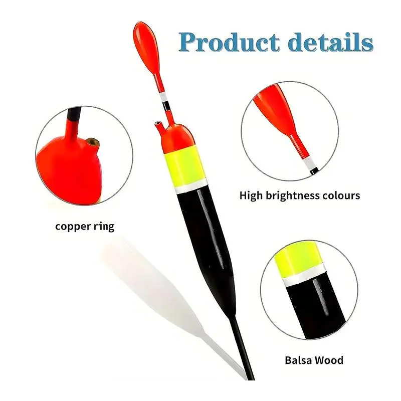 {NN72} Premium Balsa Wood Slip Floats For Saltwater And Freshwater Fishing Includes Bobber Stops And Drop Weights view 2
