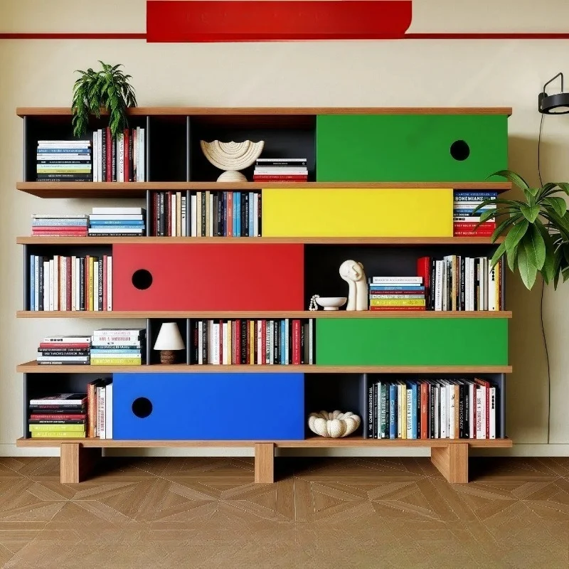 

Medieval Paint Bookshelf Shelf Floor-to-ceiling Bookcase Living Room Partition Cabinet Wall Display Rack Storage Rack