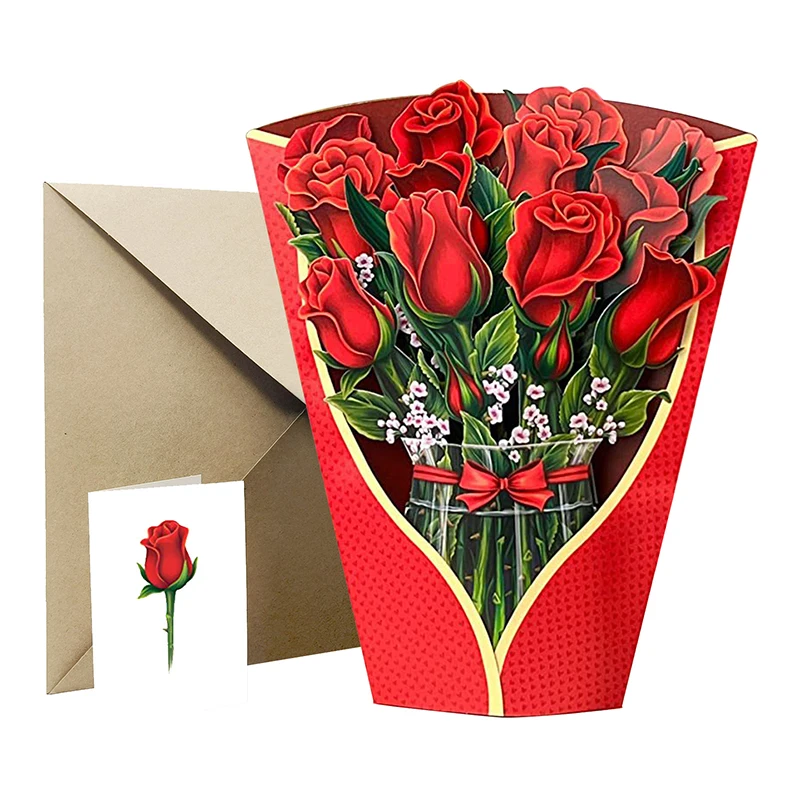 

Mother's day Flowers Greeting Card 3D Greeting Card Forever Paper Bouquet Valentine's Day Gift Thank You Blessing Mother Gift