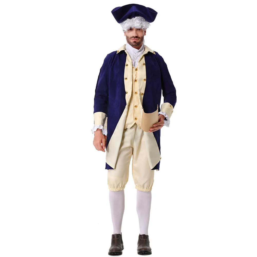 Men Halloween American Lawyer's Tailcoat Costumes Captain of the Navy Cosplay Carnival Purim Stage Role Play Showing Party Dress