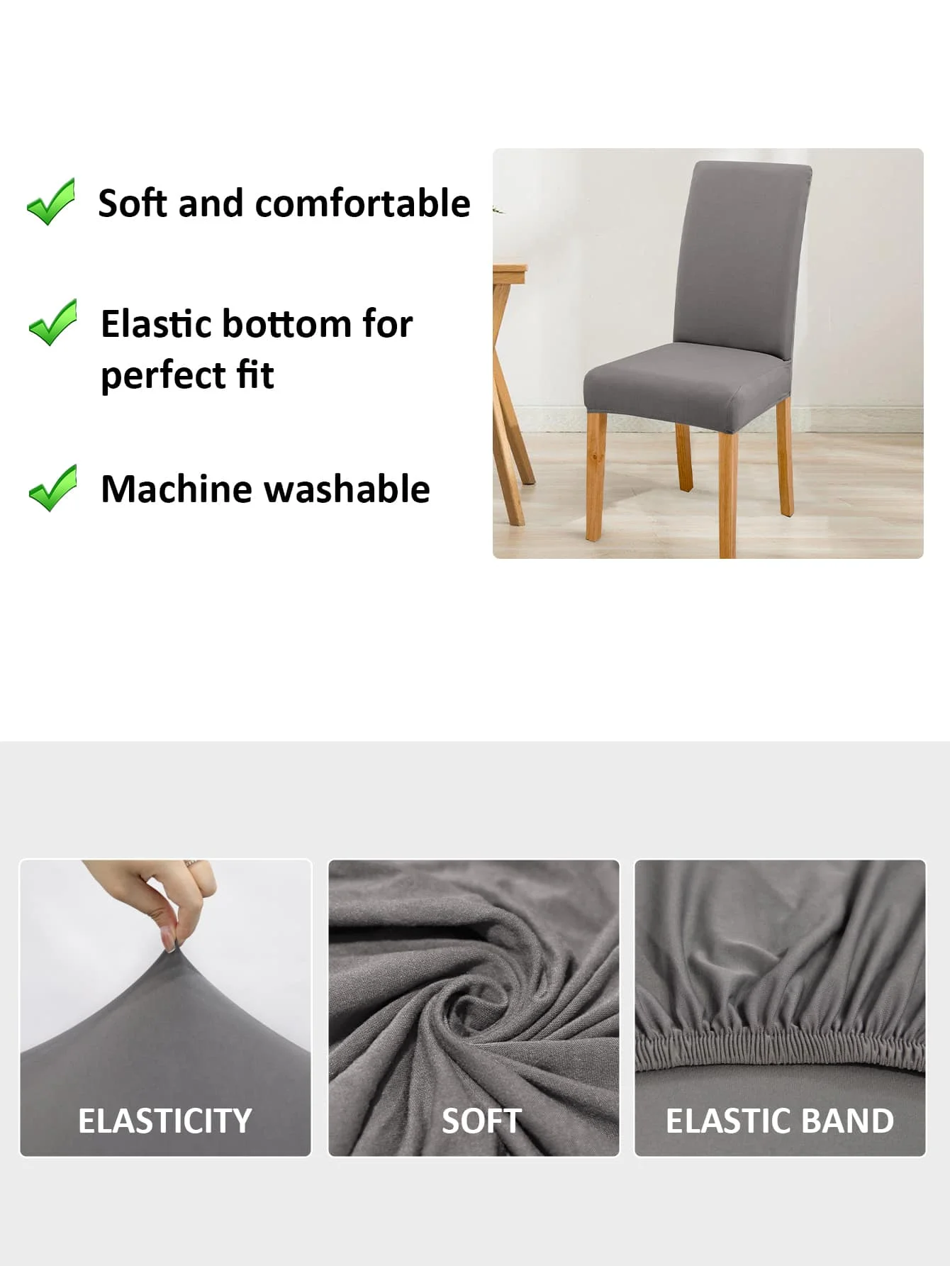 4 قطع من أغطية كراسي الطعام المطاطية، أغطية مقاعد الكرسي، أغطية كراسي قابلة للإزالة وقابلة للغسل لغرفة الطعام #4