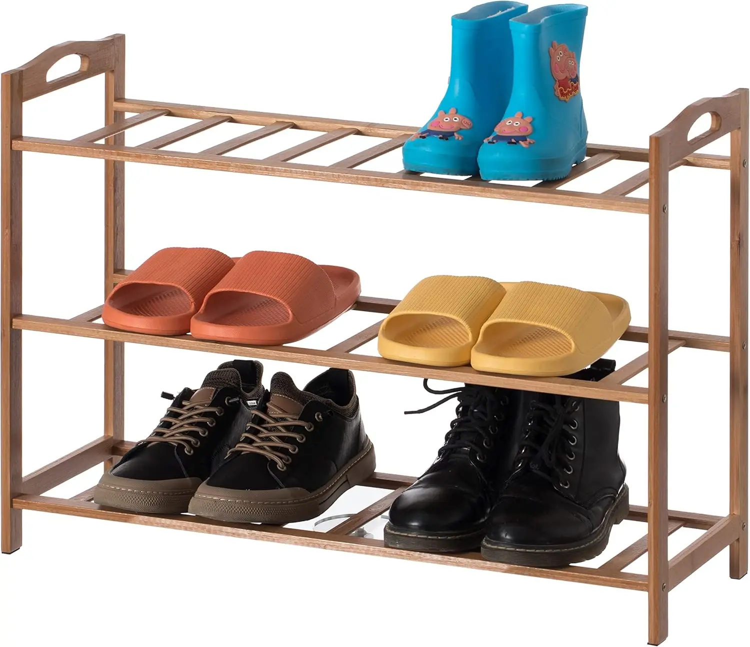 

Бамбуковая полка для хранения обуви, отдельно стоящая полка для хранения обуви (3 уровня)
