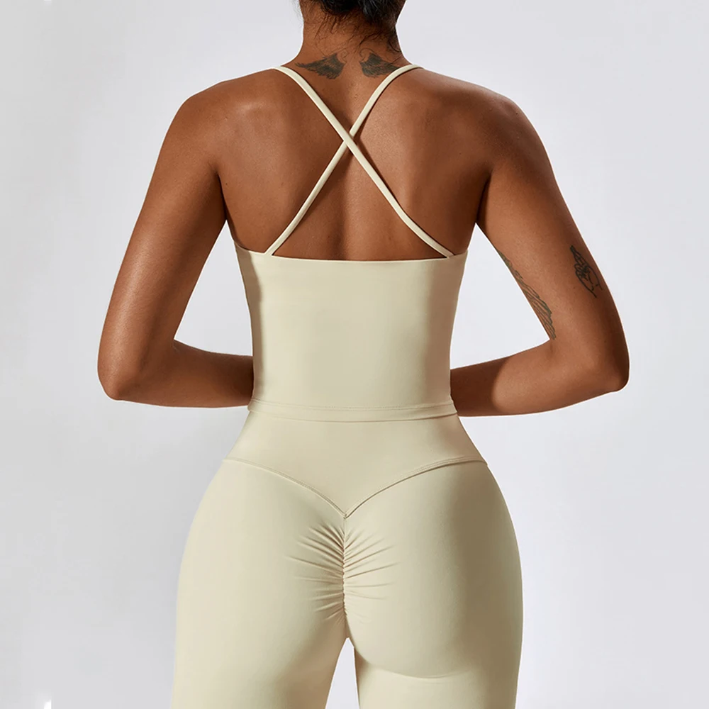 

Sport Bra Women Cross Back Yoga Top Breathable Shockproof Sports Vest With Padded Fitness Gym Crop Top Running Active Sportswear