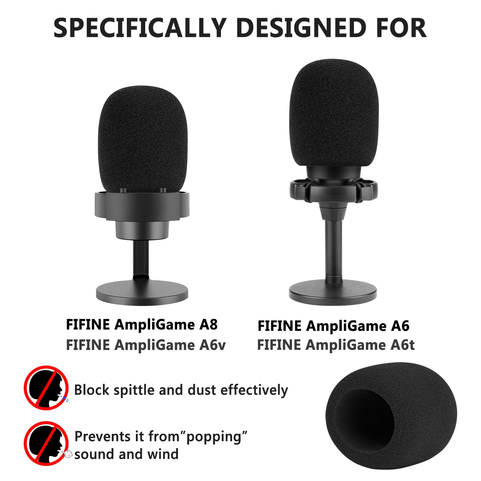 Geekria for Creators Foam Windscreen Compatible with FIFINE AmpliGame A6, A6V, A6T, A8 Microphone Antipop Foam Cover