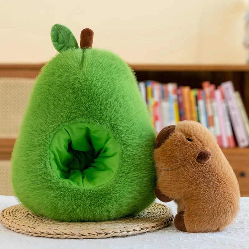 Capybara Plush Toy Avocado Stuffed Animal Cute Water Guinea Pig Doll Soft Kawaii Pillow Cushion Gift For Girls Room Sofa Decor
