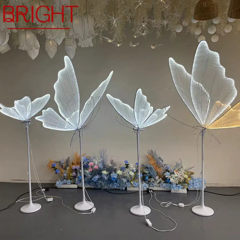 BRIGHT Modern Wedding Hanging Butterflies Acrylic light LED Standing Lamp for Creative Road Load Walkway on Party Stage