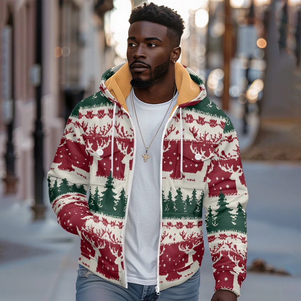 Winter Warm Long Cardigan Vintage Fashion Men's Comfortable Zipper Fleece Jacket for Men Elegant Trendy Outdoor Loose Clothing