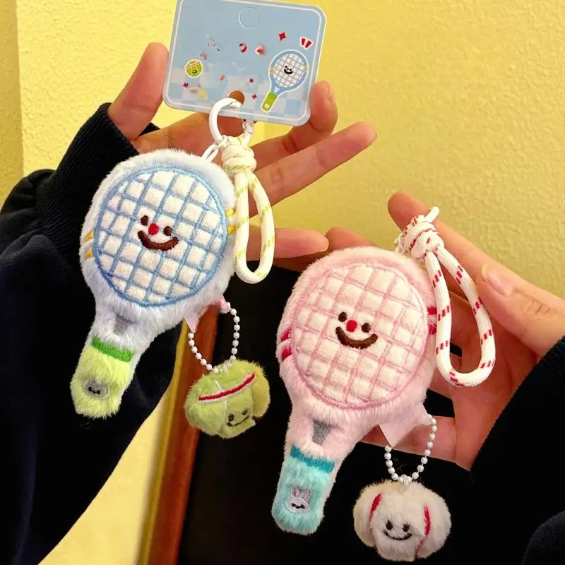 1-teiliger Plüsch-Tennisschläger, Puppentaschen-Anhänger, Schlüsselanhänger, Ornamente, Spielzeug, bester Freund des Paares, hängende Dekoration, Geschenke