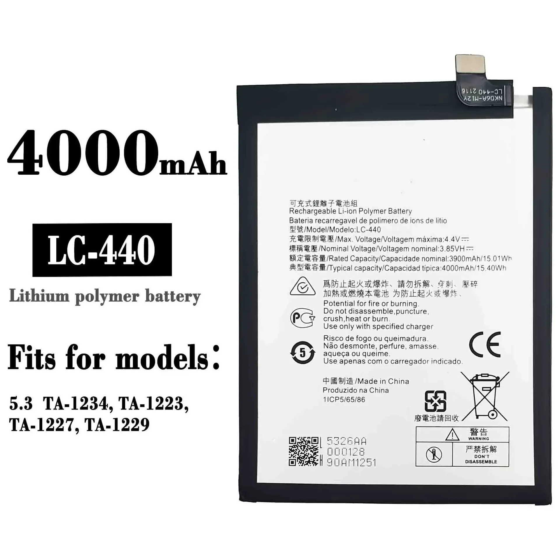 

New 4000mAh Replacement Battery For Nokia 5.3 TA-1234 TA-1223 TA-1227 TA-1229 LC-440 Mobile Phone Batteries + FREE TOOLS